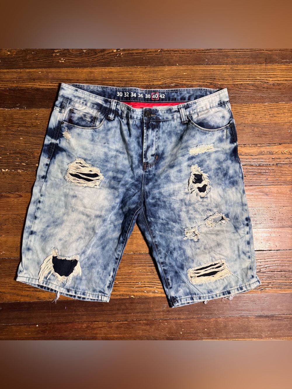 Denim House Distressed Denim Shorts Size 40 acid wash Mens